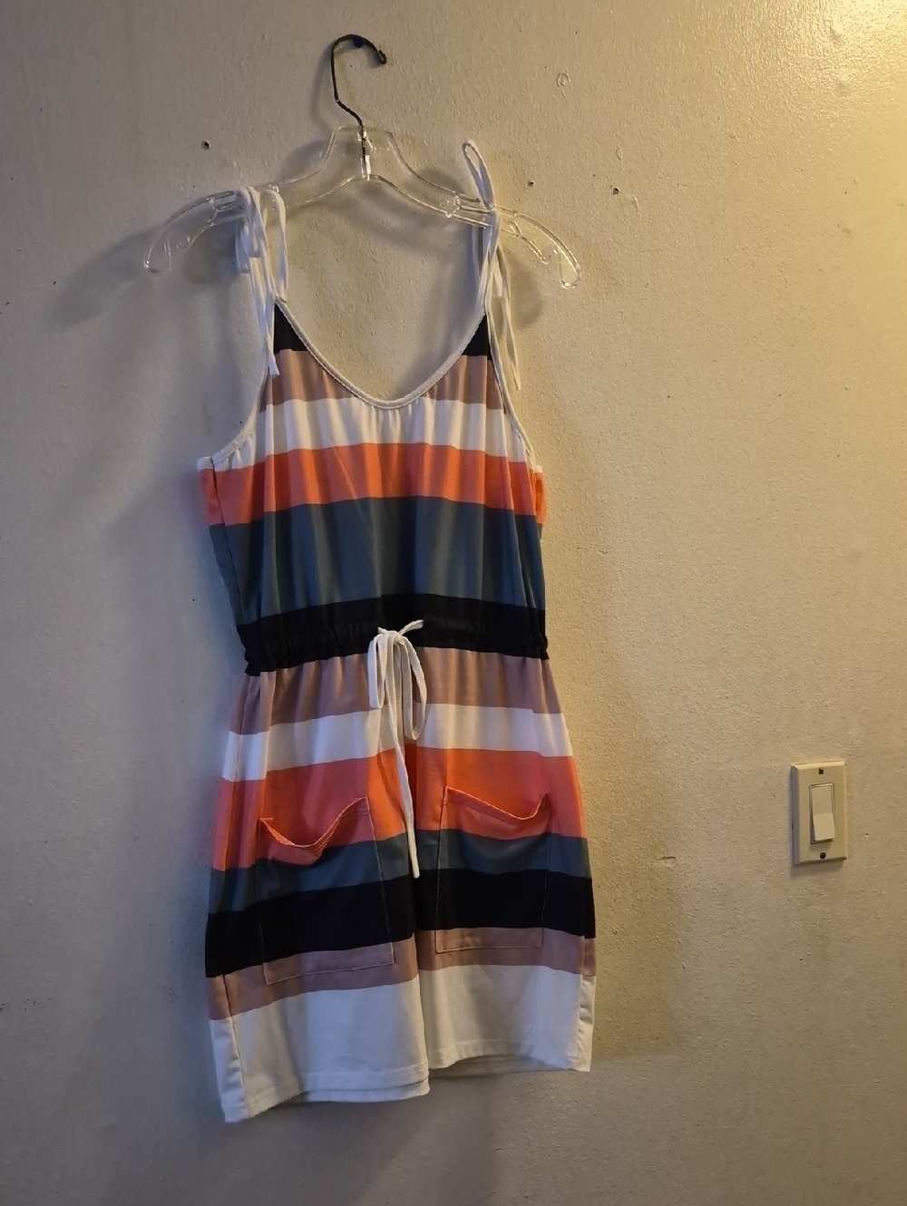 Striped Strapless Tie-Waist Summer Dress in Multicolor